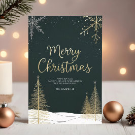 Tarjeta Festiva Merry Christmas Gold Calligraphic Holiday Card