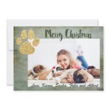 Merry Christmas Gold Dog Paw