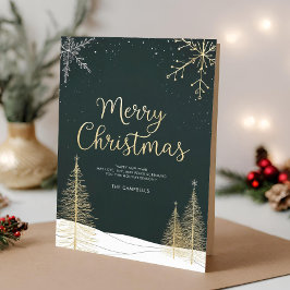 Tarjeta Festiva Merry Christmas Gold Folded Holiday Card
