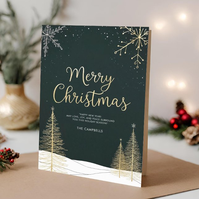 Tarjeta Festiva Merry Christmas Gold Folded Holiday Card (Subido por el creador)