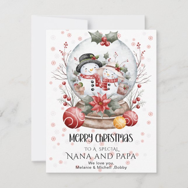 Tarjeta Festiva Merry Christmas Grandma & Grandpa Custom Name Card (Anverso)