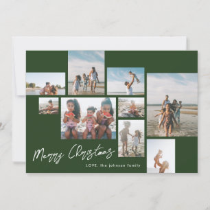 Tarjeta Festiva MERRY CHRISTMAS Green   9 COLLAGE DE FOTOS   Moder