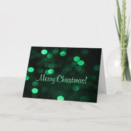 Tarjeta Festiva Merry Christmas Green Bokeh Lights Generic Bulk