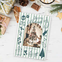 Tarjeta Festiva Merry Christmas Green Hand Drawn Favorite Things