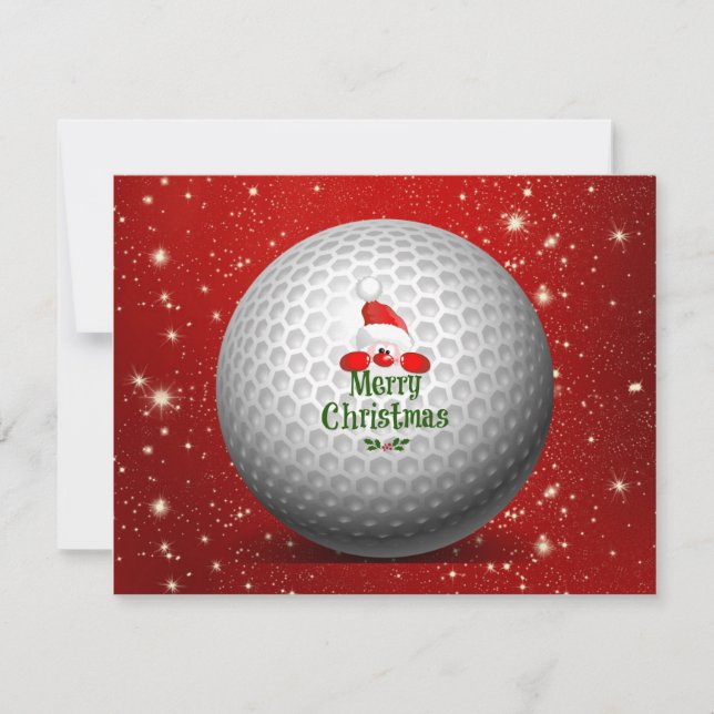 Tarjeta Festiva Merry Christmas greetings from Golfing Santa (Anverso)