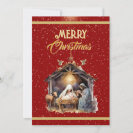Tarjeta Festiva Merry Christmas Greetings: Gold, Red & Silver Hol