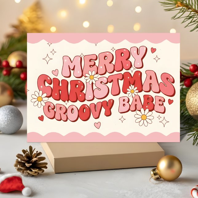Tarjeta Festiva Merry Christmas Groovy Babe (Subido por el creador)