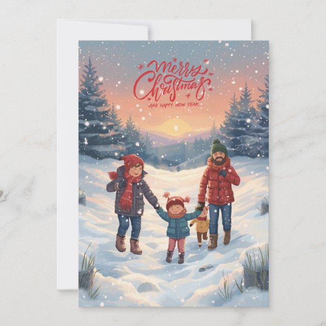 Tarjeta Festiva Merry Christmas & Happy New Year (Anverso)