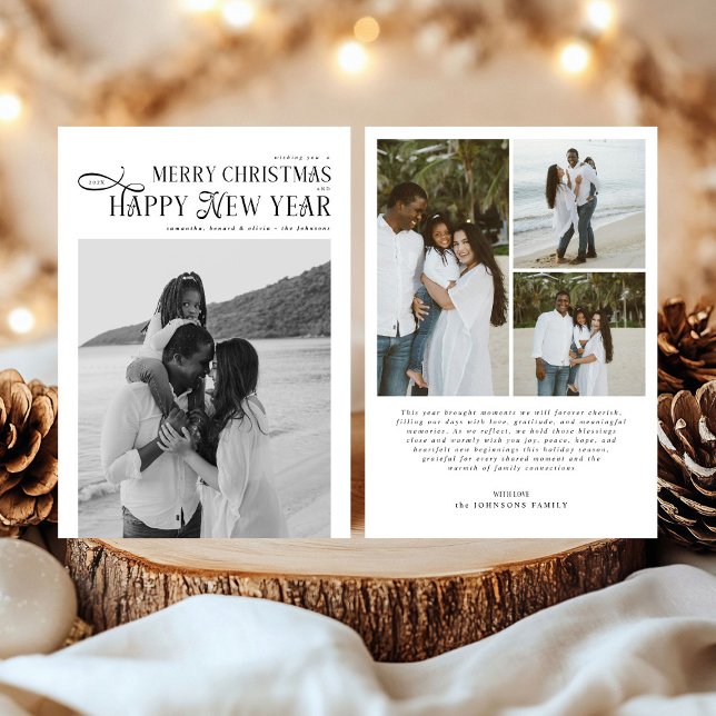 Tarjeta Festiva Merry Christmas Happy New Year Family 4 Photos (Subido por el creador)