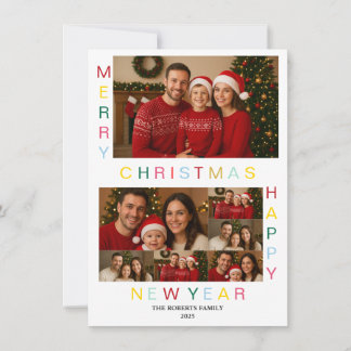 Tarjeta Festiva Merry Christmas Happy New Year Family Card