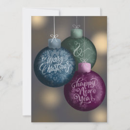 Tarjeta Festiva Merry Christmas & Happy New Year Ornaments Custom