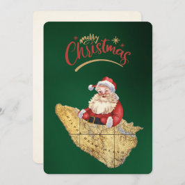 Tarjeta Festiva Merry Christmas Hilton Head Island Map con Santa