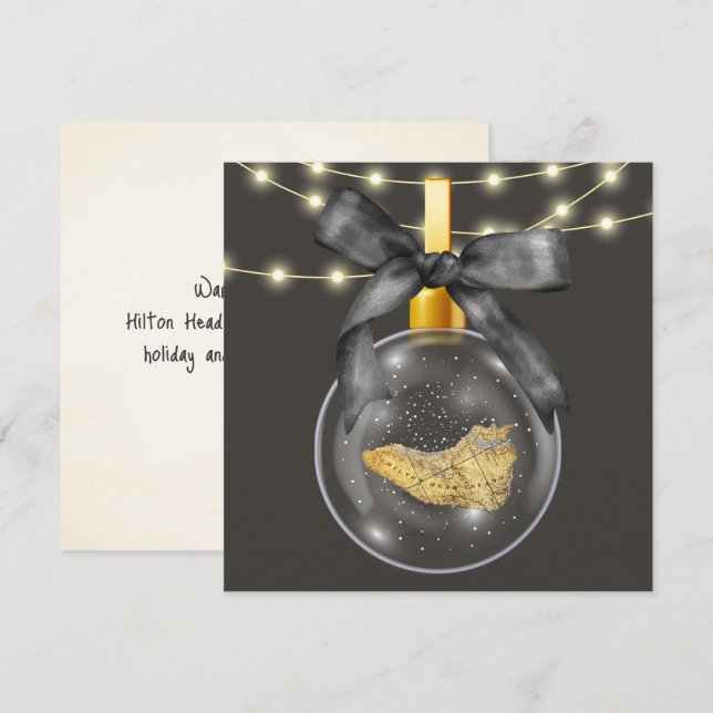 Tarjeta Festiva Merry Christmas Hilton Head Island Map Ornament (Anverso / Reverso)