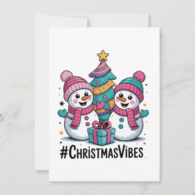 Tarjeta Festiva Merry Christmas Holiday Vibes (Anverso)
