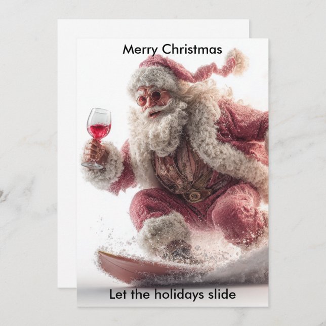 Tarjeta Festiva Merry Christmas Humor Santa | Holidays greeting  (Anverso / Reverso)