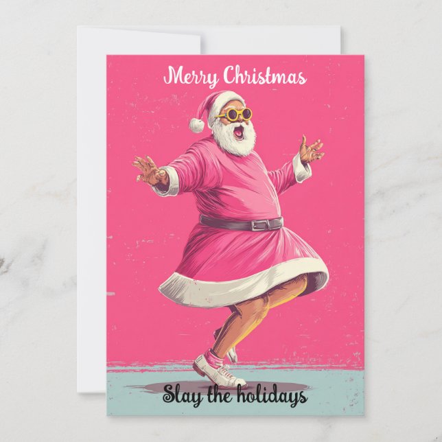 Tarjeta Festiva Merry Christmas Humor Santa | Holidays greeting  (Anverso)