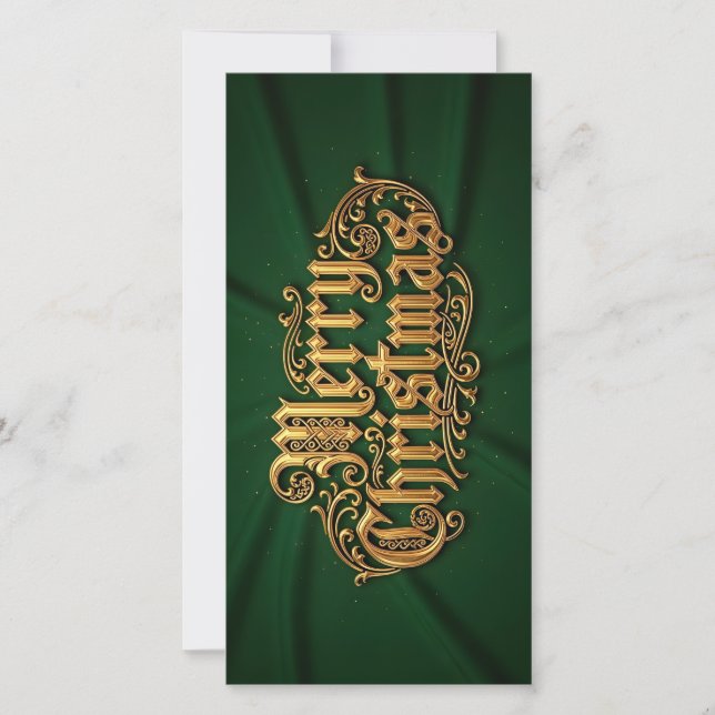 Tarjeta Festiva Merry Christmas in goldener Ornament Schrift (Anverso)
