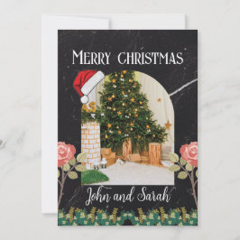 Tarjeta Festiva Merry Christmas leaf Foliage arch photo Trendy