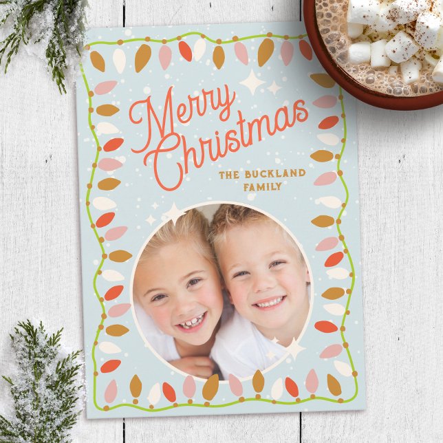 Tarjeta Festiva Merry Christmas Lights Photo Card One Picture (Subido por el creador)
