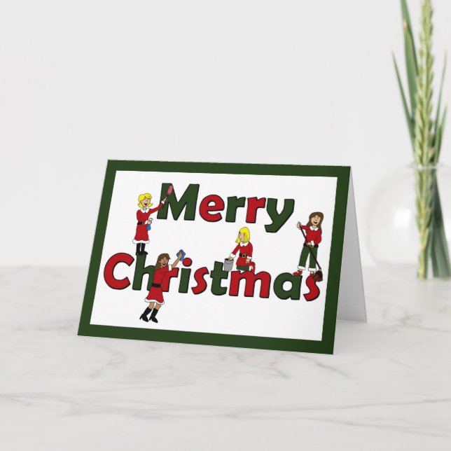 Tarjeta Festiva Merry Christmas maid service (Anverso)