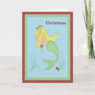 Tarjeta Festiva Merry Christmas Mermaid Card