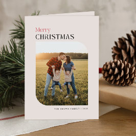 Tarjeta Festiva Merry Christmas Minimal Typography Photo Folded 