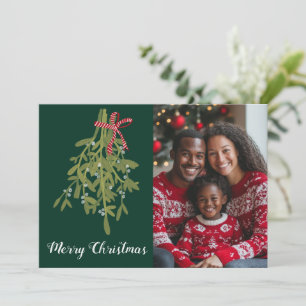 Tarjeta Festiva Merry Christmas Mistletoe PERSONALIZADO FOTO