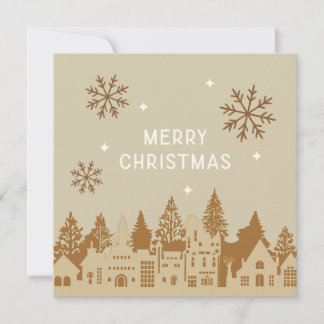 Tarjeta Festiva Merry Christmas Mod Village Yellow
