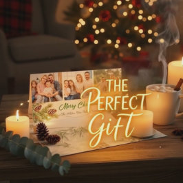 Tarjeta Festiva Merry Christmas Modern Pineneedle 3 Photo Collage 