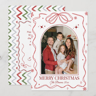 Tarjeta Festiva Merry Christmas moderno 1 foto de familia linda si