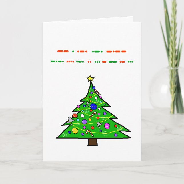 Tarjeta Festiva Merry Christmas Morse Code Christmas Tree Card (Anverso)