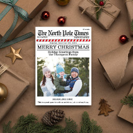 Tarjeta Festiva Merry Christmas Multi Photo Fun North Pole News
