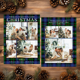 Tarjeta Festiva Merry Christmas Multi Photo Green Plaid