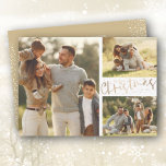 Tarjeta Festiva Merry Christmas Multiple Photo<br><div class="desc">Celebra las vacaciones con esta tarjeta de múltiples Navidades fotográficos que incluye MERRY NAVIDAD y estrellas en la parte delantera y tu saludo personal en la parte trasera. *CAMBIAR EL COLOR en la parte posterior de la tarjeta para que coincida con tu foto. Seleccione Matte para el papel más pesado...</div>
