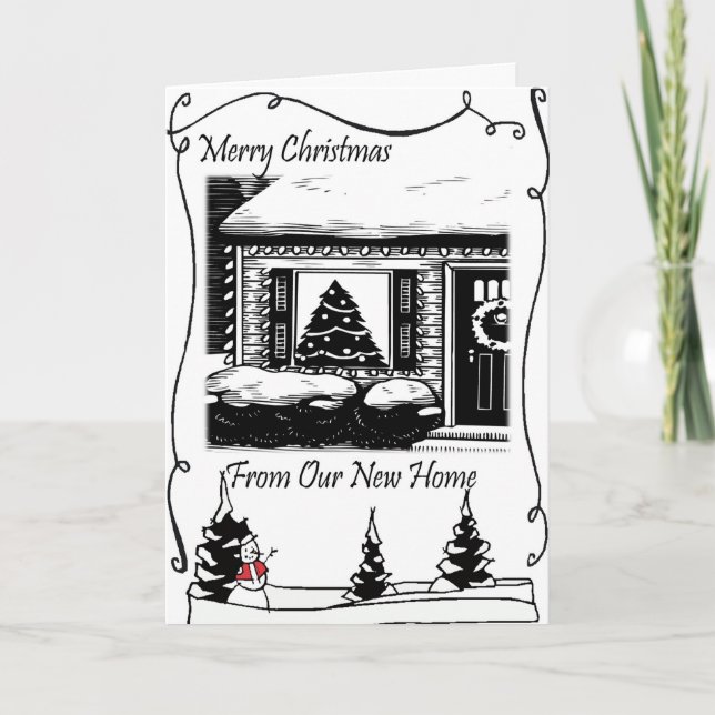 Tarjeta Festiva Merry Christmas New Address (Anverso)