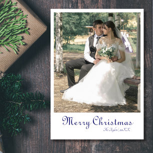 Tarjeta Festiva Merry Christmas New Photo Midnight Blue