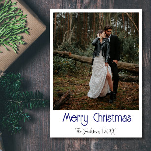Tarjeta Festiva Merry Christmas New Photo Midnight Blue
