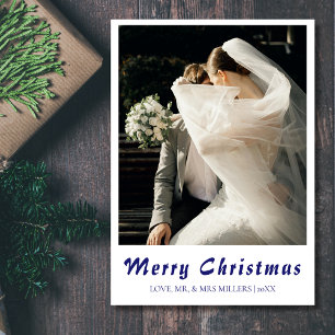 Tarjeta Festiva Merry Christmas New Photo Midnight Blue