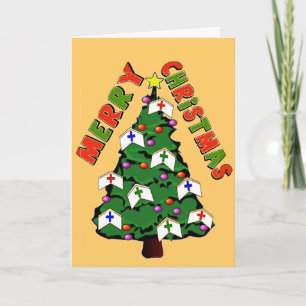 Tarjeta Festiva Merry Christmas Nurs Cap Tree