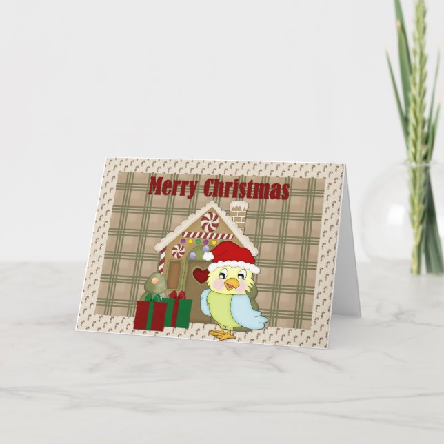 Tarjeta Festiva Merry Christmas Parrot (Anverso)