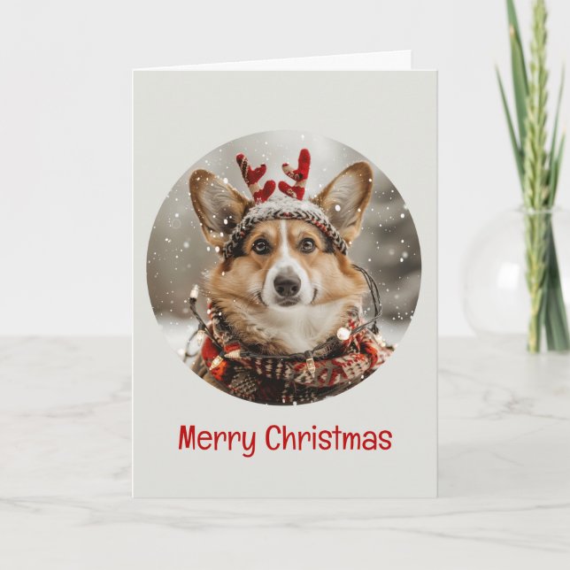 Tarjeta Festiva Merry Christmas Pembroke Welsh Corgi Dog (Anverso)
