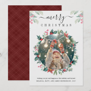 Tarjeta Festiva Merry Christmas Personalizado Photo Mistletoe