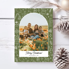 Tarjeta Festiva Merry Christmas Photo Arch, Fun Doodle Drawings