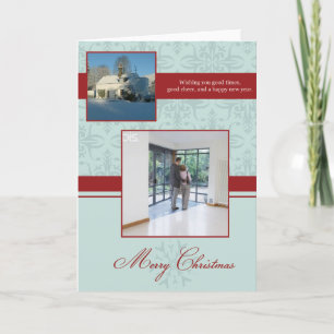 Tarjeta Festiva Merry Christmas Photo Card Double Mint