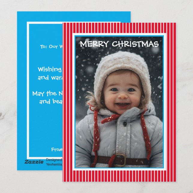 Tarjeta Festiva Merry Christmas Photo Card for Grandma from Family (Anverso / Reverso)
