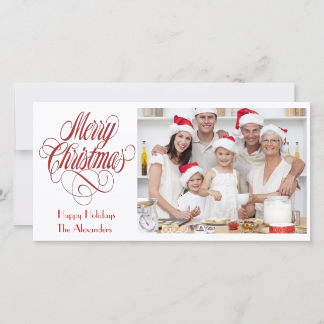 Tarjeta Festiva Merry Christmas Photo Card Template Insertar image (Anverso)