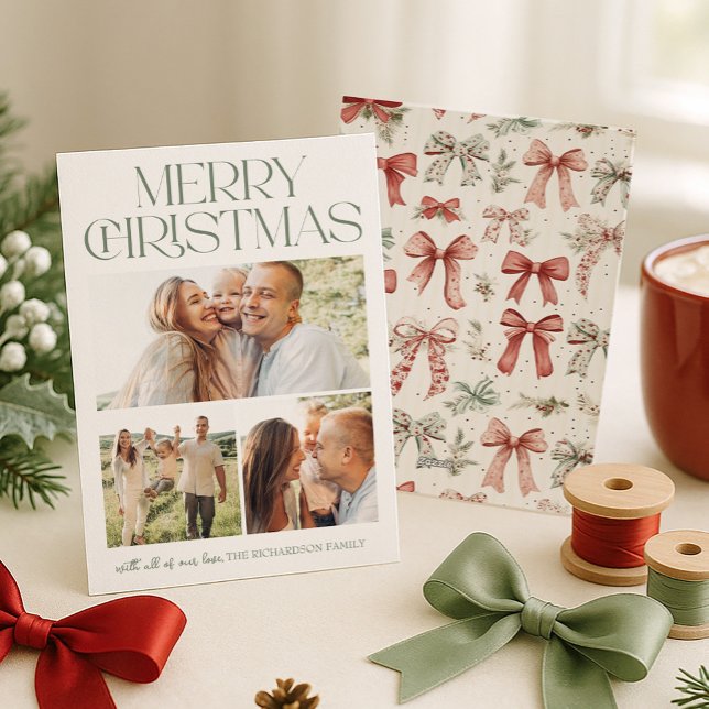 Tarjeta Festiva Merry Christmas Photo Collage (Subido por el creador)