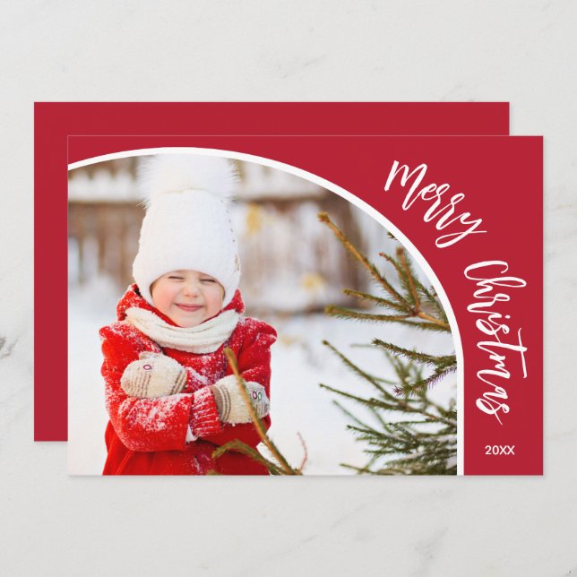 Tarjeta Festiva Merry Christmas Photo Red (Anverso / Reverso)