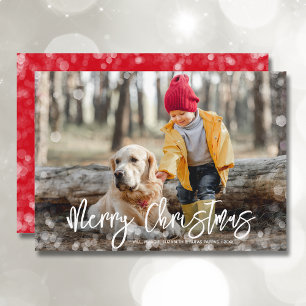 Tarjeta Festiva Merry Christmas Photo Red