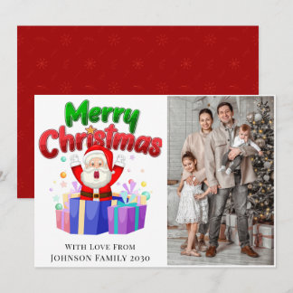 Tarjeta Festiva Merry Christmas Photo Santa Holiday Card